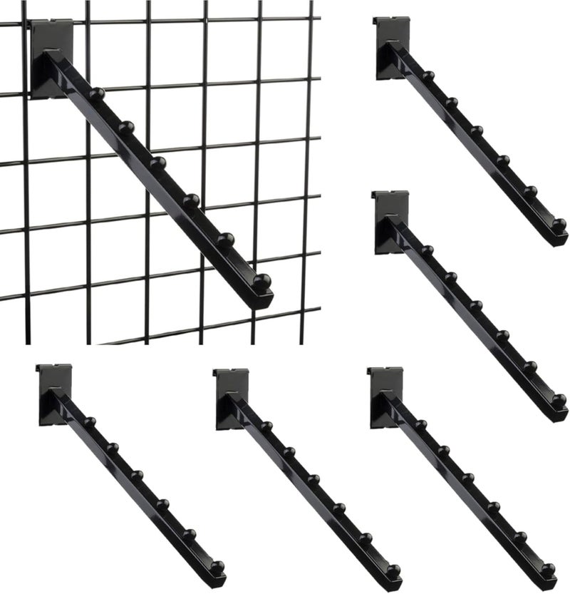 Baerkian Gridwall Waterfall Hooks, Display Hooks for Grid Wall Panels, Grid Wall Accessory for Storage Display Clothes in Retail Shop Garage (6-Packs, Black) - Image 1